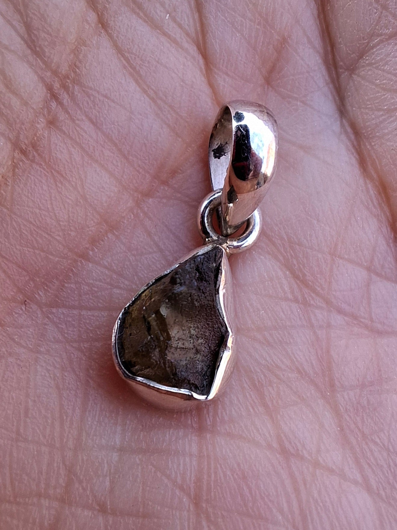 Moldavite Pendant, 925 Silver, Tektite (Ref: P42)