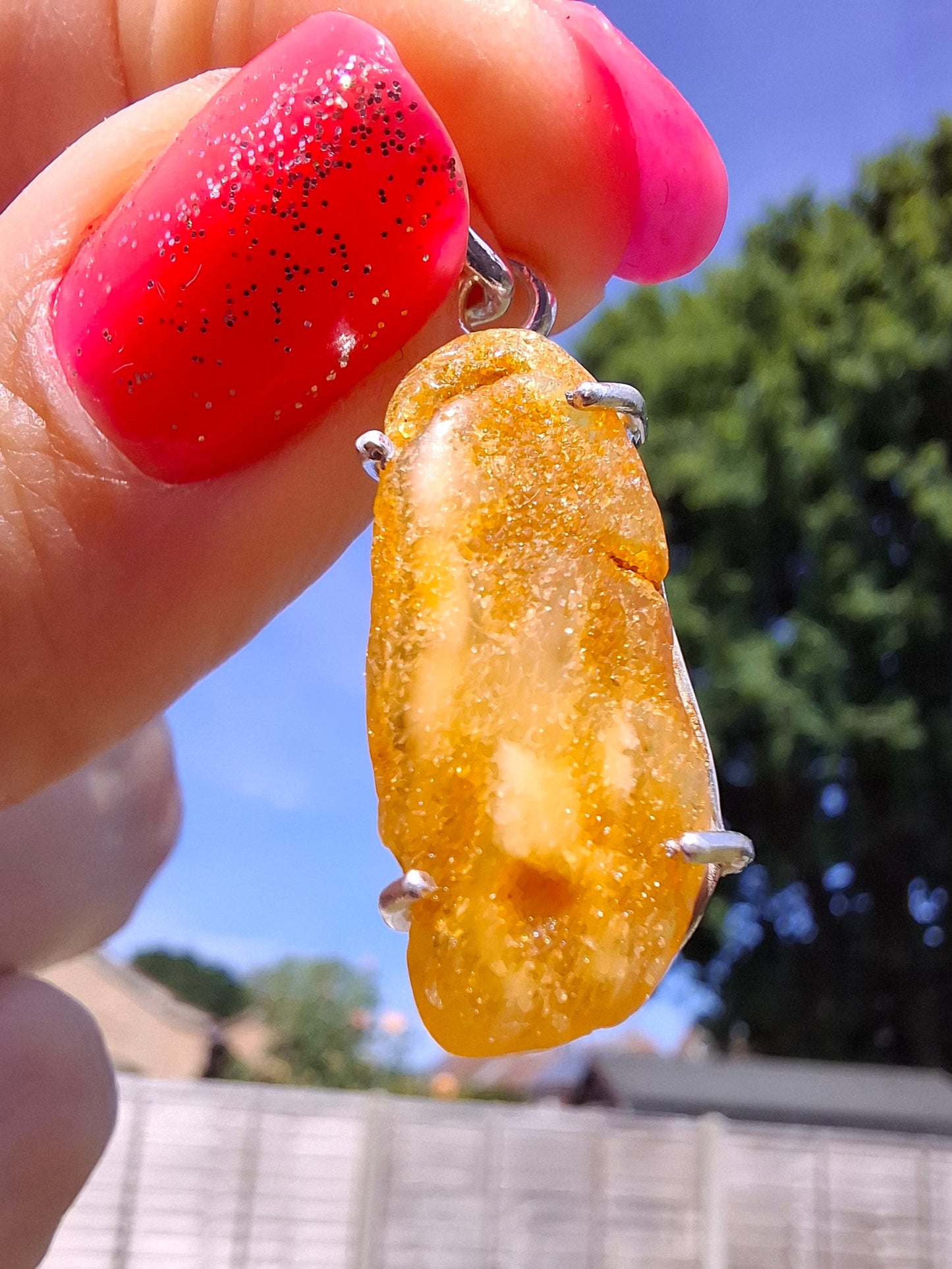 Baltic Amber Pendant, 925 Silver, Fossil (Ref: AP2)