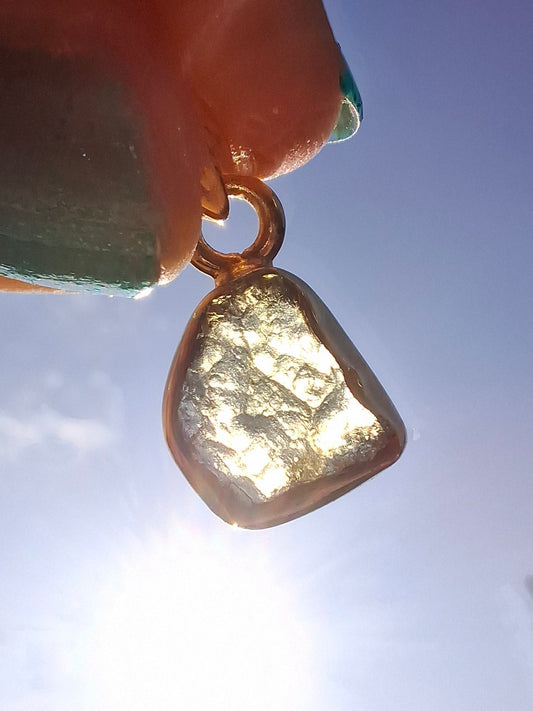 Moldavite Pendant, 14K GOLD Plated, Tektite (Ref: P448)