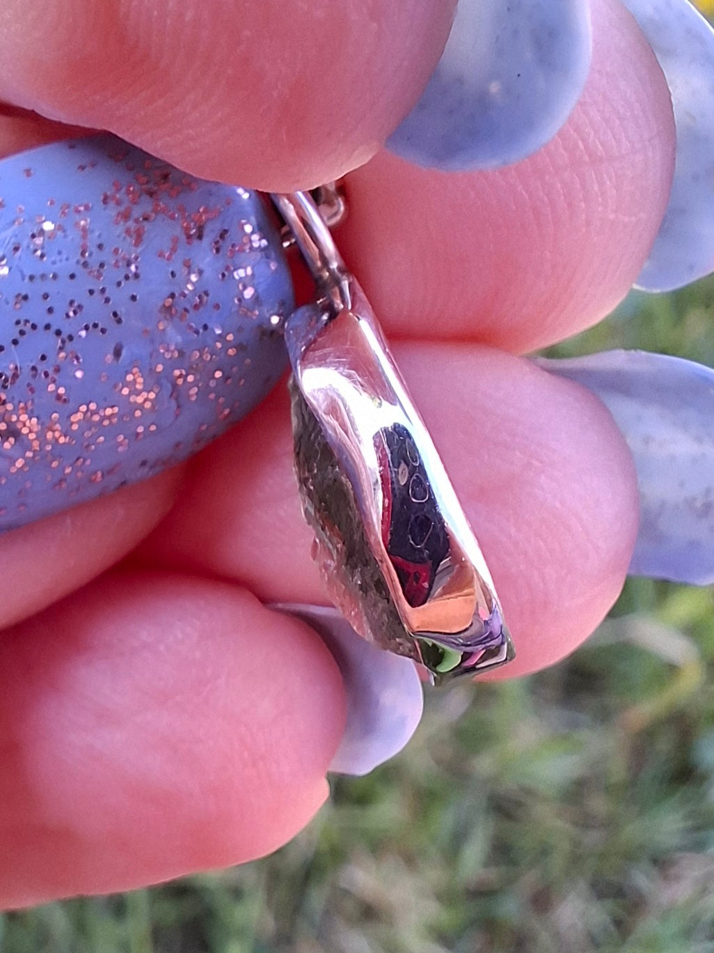 Moldavite Piece, 925 Silver, Tektite (Ref: P90)