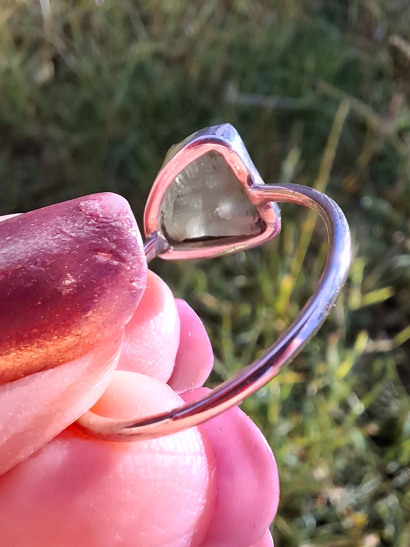 Moldavite Ring, size large T, 925 Silver, Tektite (Ref: R28)