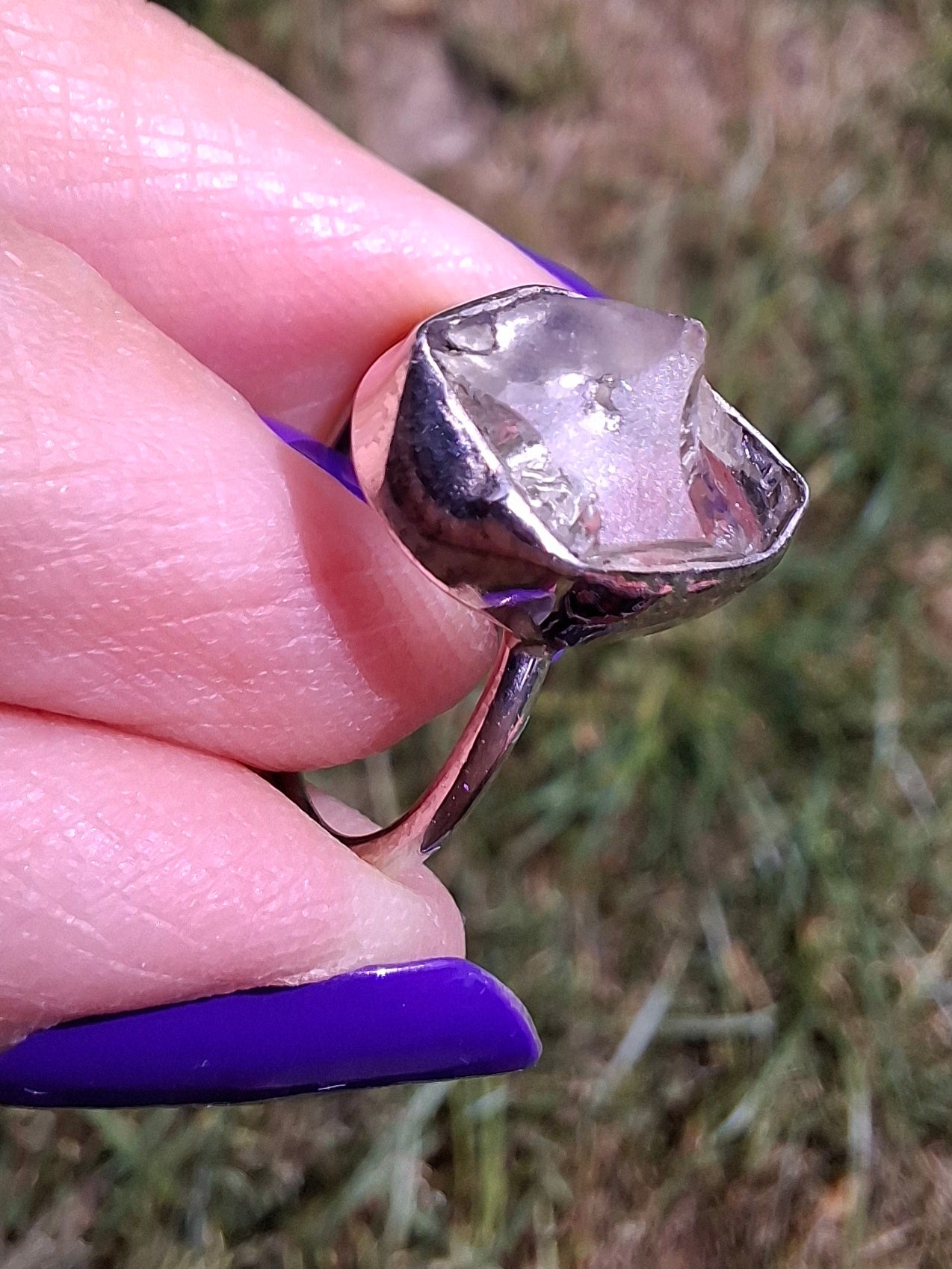 Libyan Desert Glass Ring, size J, 925 Silver, Tektite (Ref: LR6)