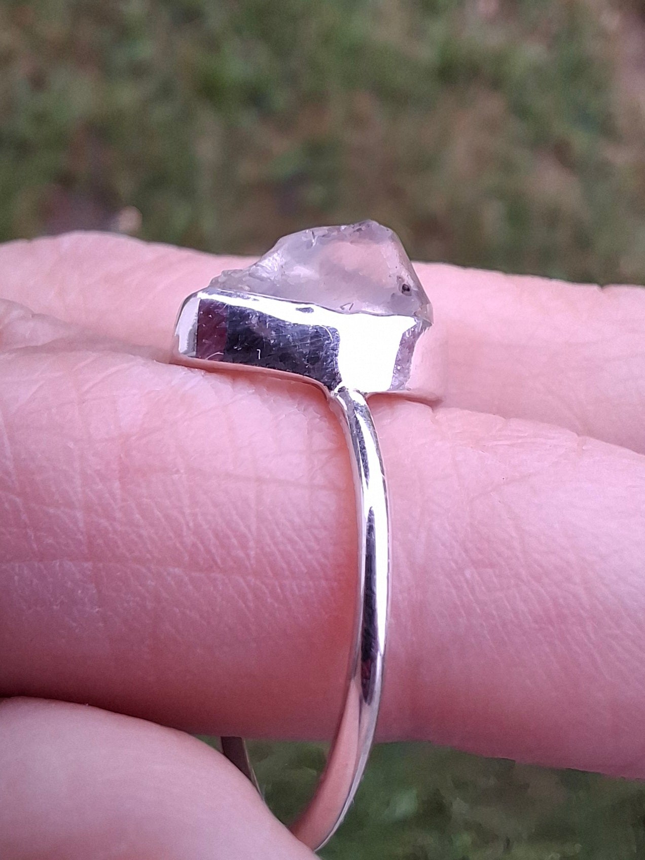 Libyan Desert Glass Ring, size small P, 925 Silver, Tektite (Ref: LR25)