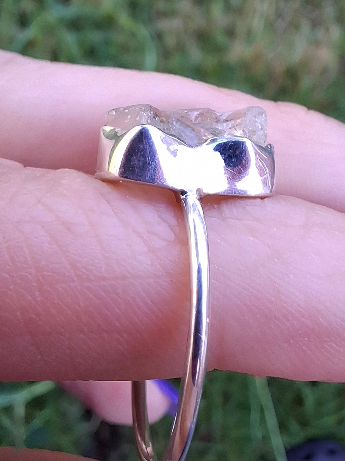 Libyan Desert Glass Ring, size large R/small S, 925 Silver, Tektite (Ref: LR43)