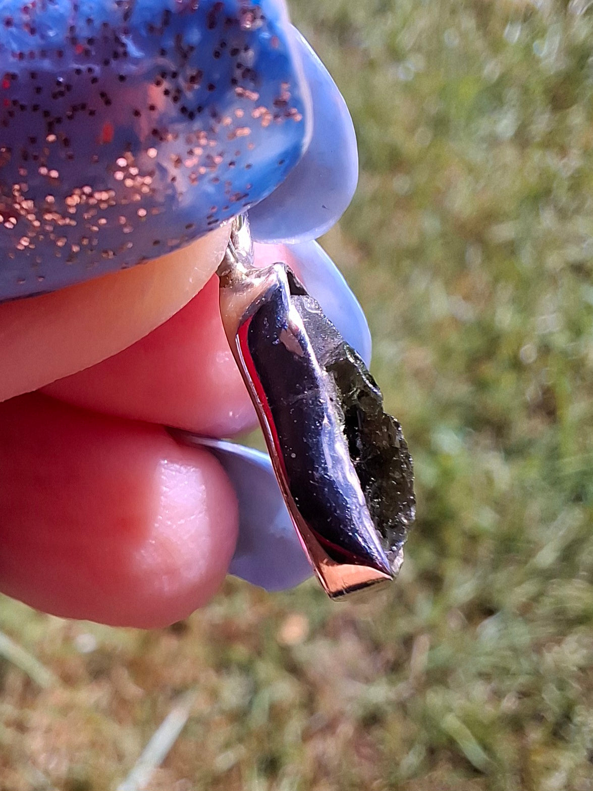 Moldavite Piece, 925 Silver, Tektite (Ref: P90)