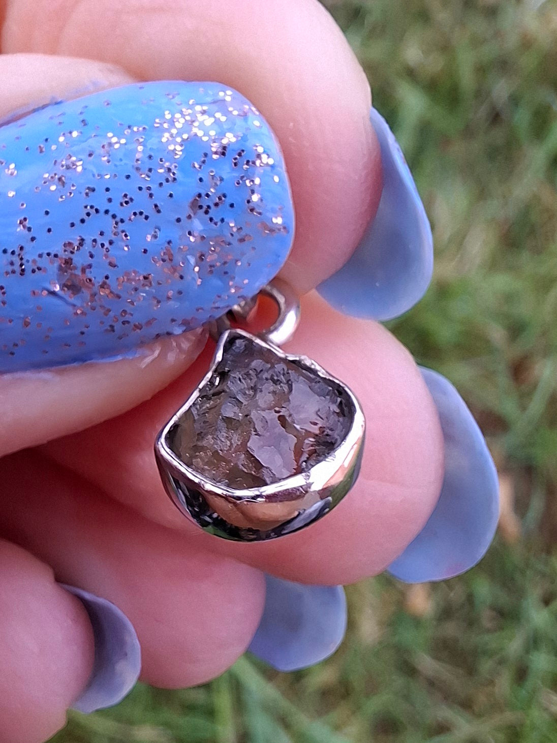 Moldavite Pendant, 925 Silver, Tektite (Ref: P63)