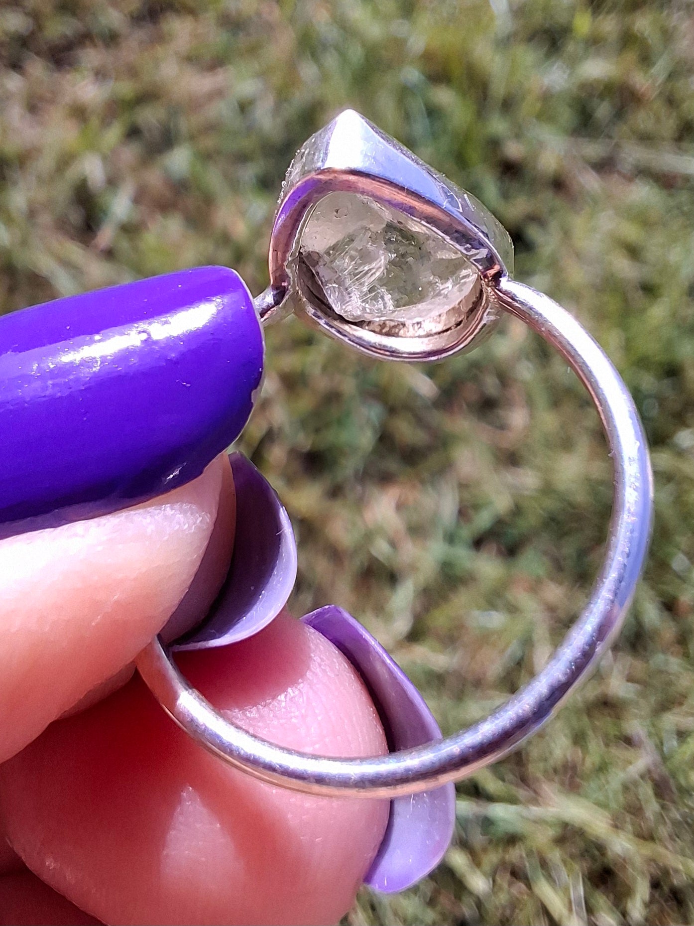 Libyan Desert Glass Ring, size small R, 925 Silver, Tektite (Ref: LR41)