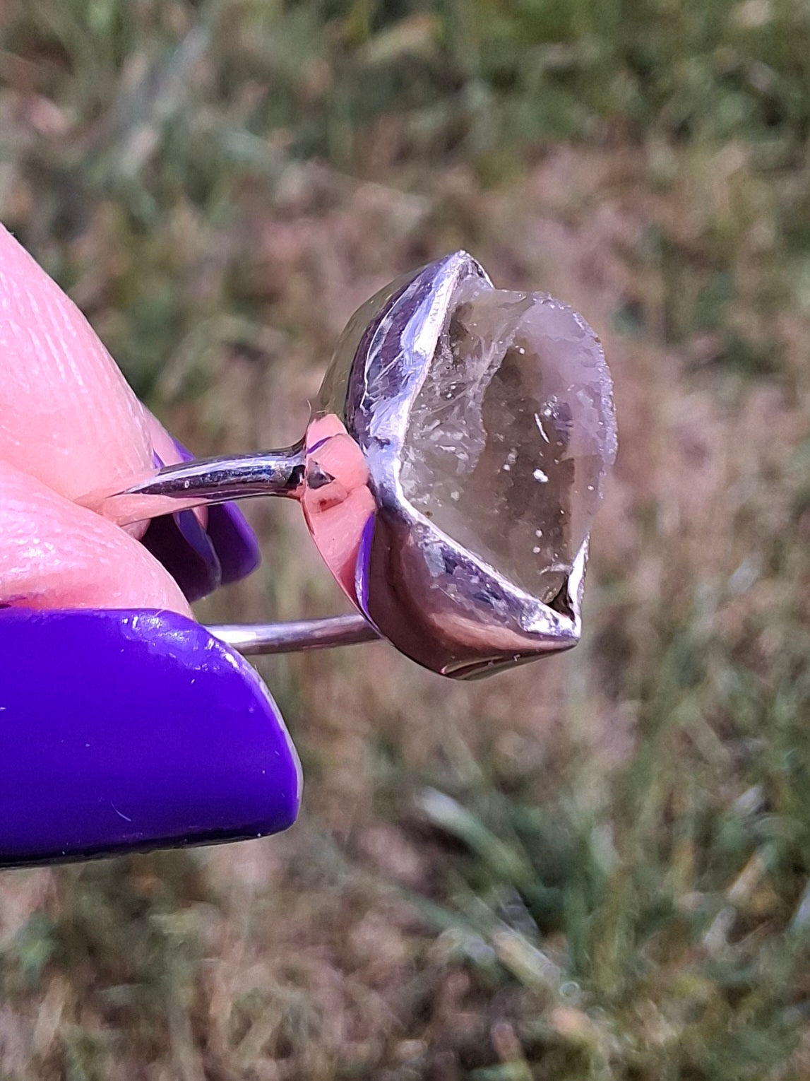 Libyan Desert Glass Ring, size large K/small L, 925 Silver, Tektite (Ref: LR17)
