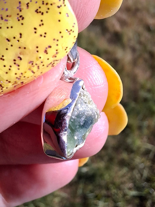 Green Tourmaline Pendant, 925 Silver, Crystal (Ref: GT1)