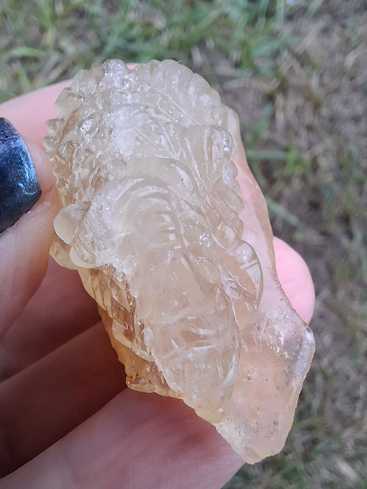 Libyan Desert Glass GANESHA carving, 18.39g, Tektite (Ref: Ganesha3)