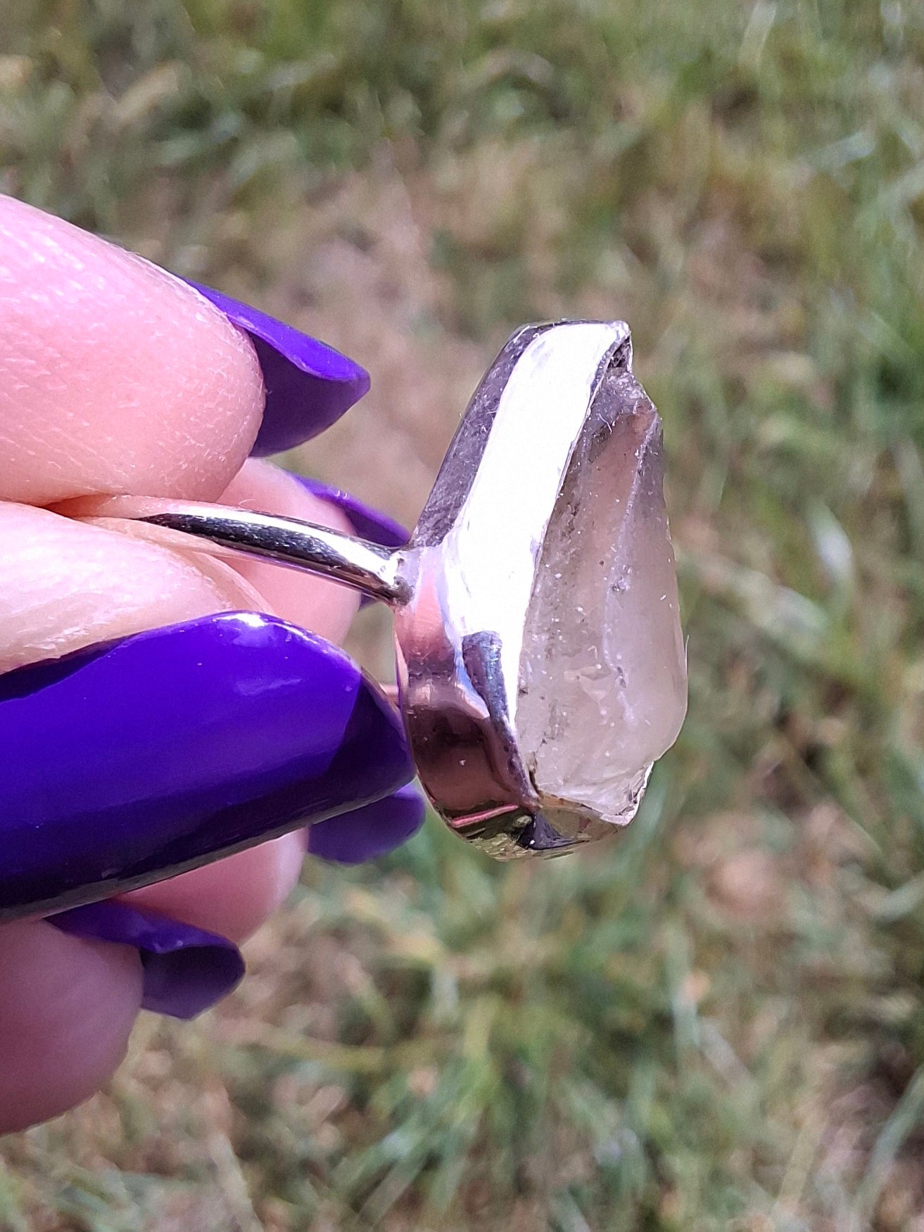 Libyan Desert Glass Ring, size large G, 925 Silver, Tektite (Ref: LR1)
