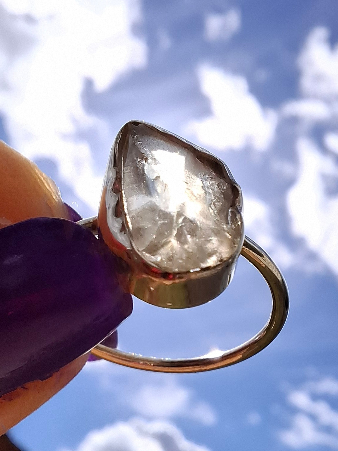 Libyan Desert Glass Ring, size large P, 925 Silver, Tektite (Ref: LR34)