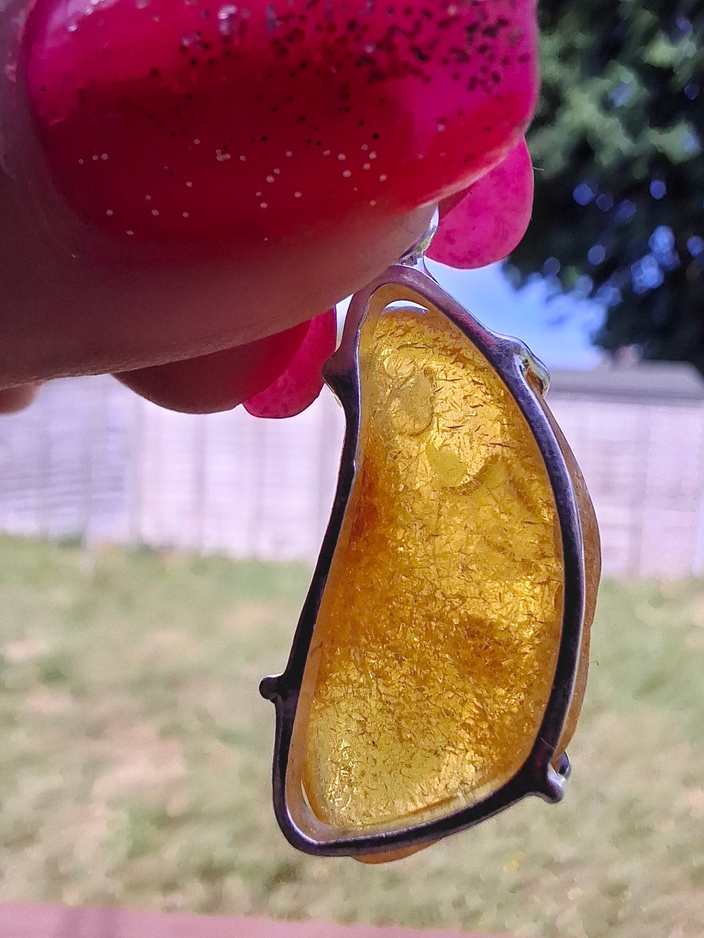 Baltic Amber Pendant, 925 Silver, Fossil (Ref: AP14)