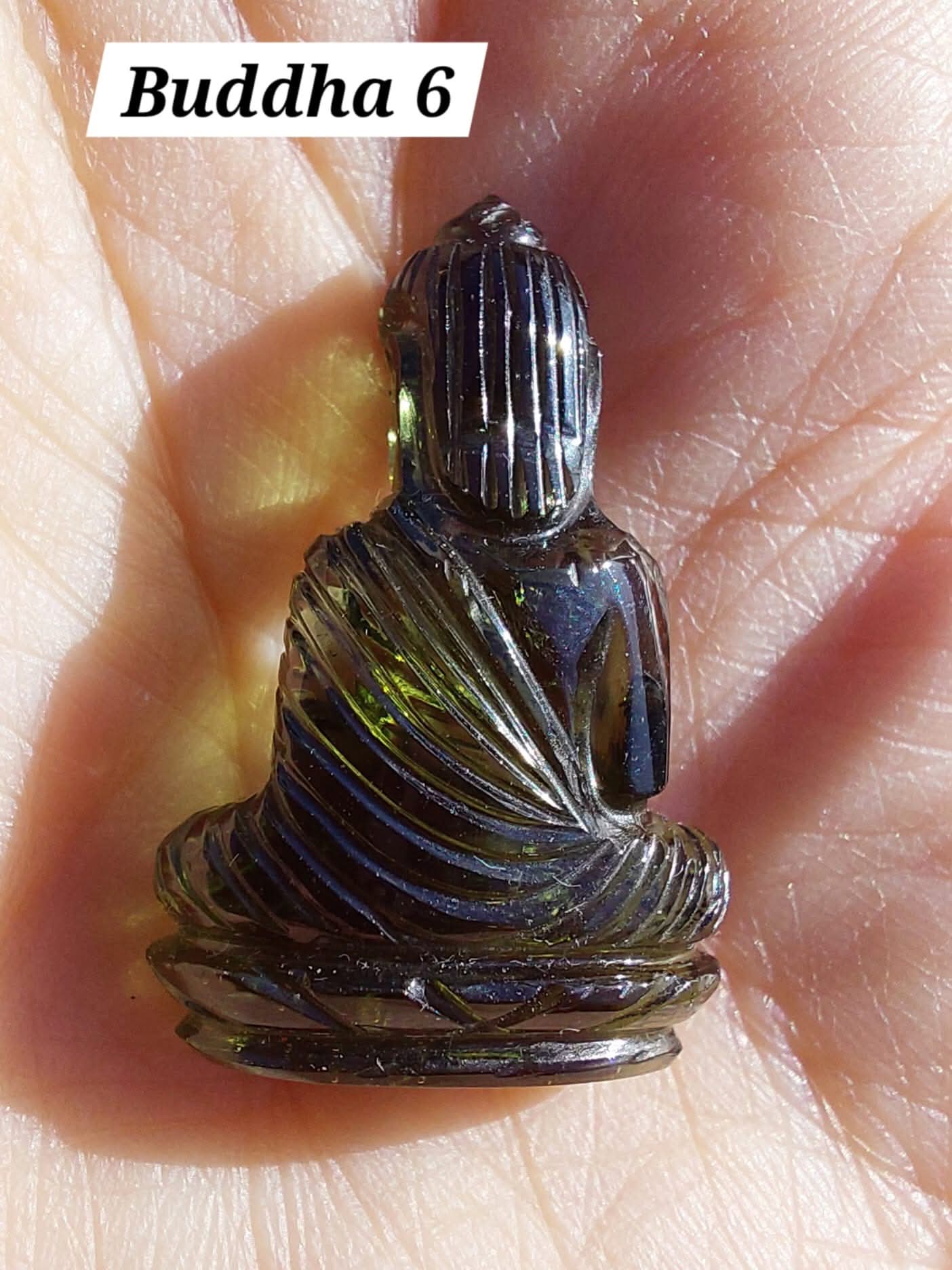 Moldavite BUDDHA Carving, 4.23g, Tektite (Ref: Buddha6)