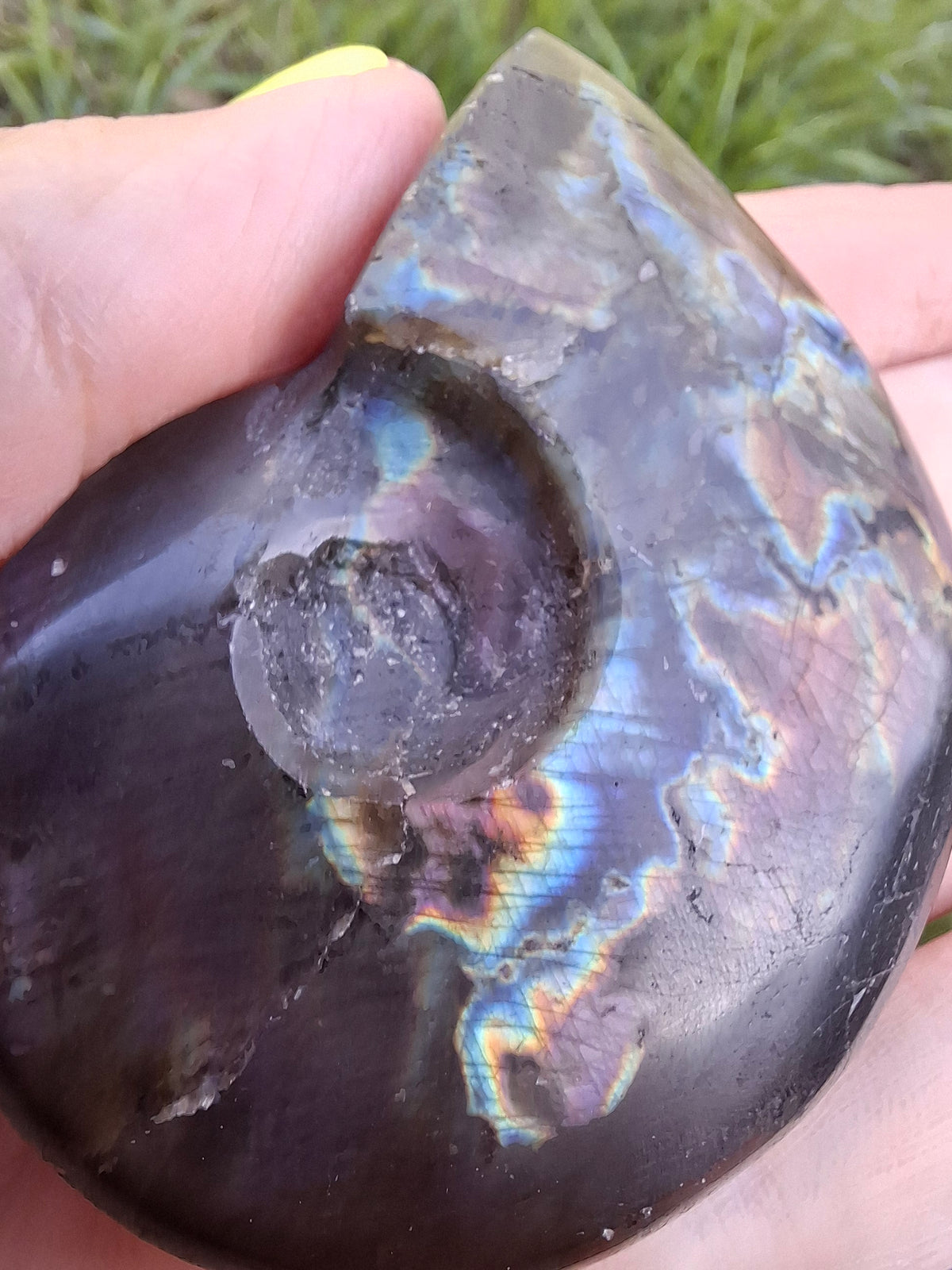 Labradorite Ammonite Carving, 89.31g, Crystal (Ref: laba6)