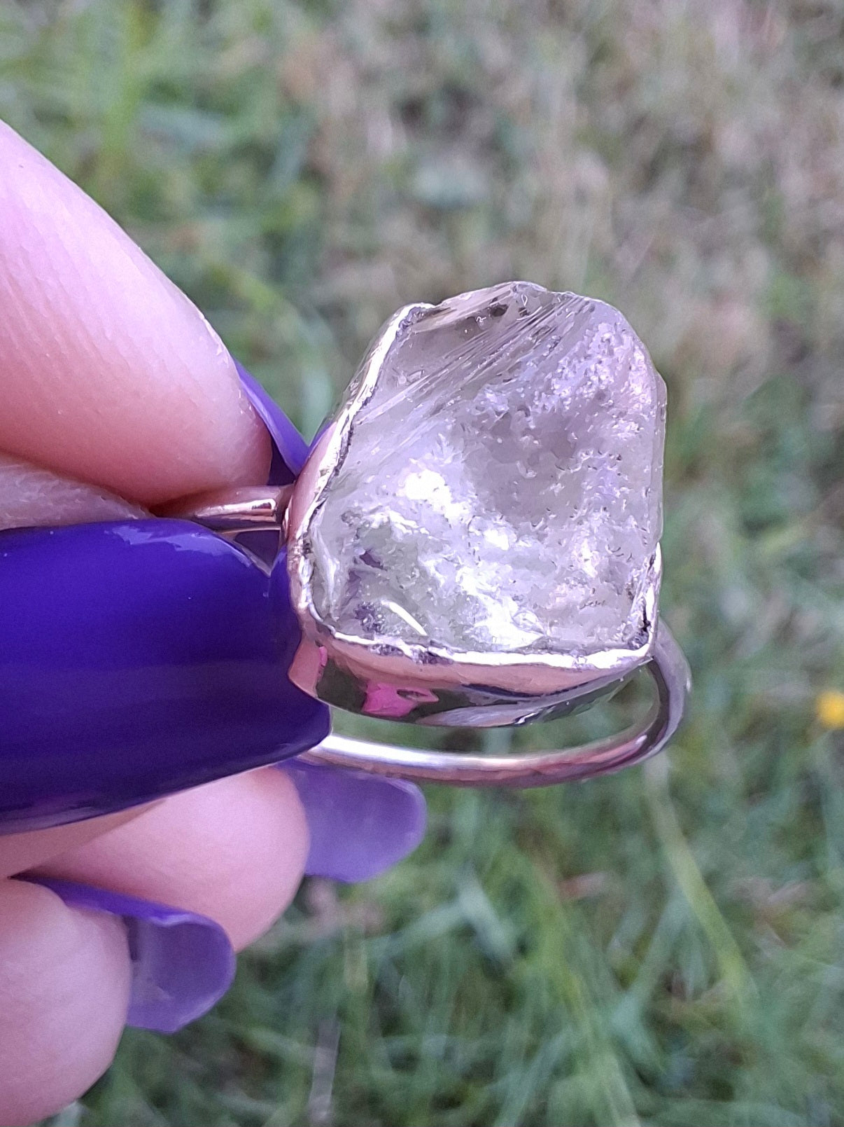 Libyan Desert Glass Ring, size small S, 925 Silver, Tektite (Ref: LR44)