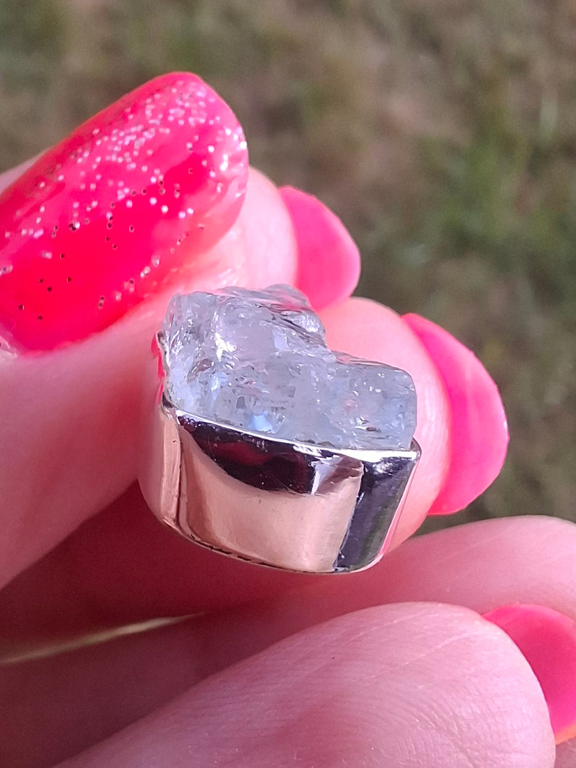 Aquamarine Pendant, 925 Silver, Crystal (Ref: AQ14)