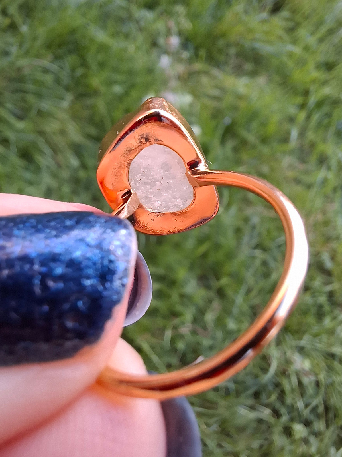 Libyan Desert Glass Ring, 14K GOLD Plated, size large O, Tektite (Ref: LR71)