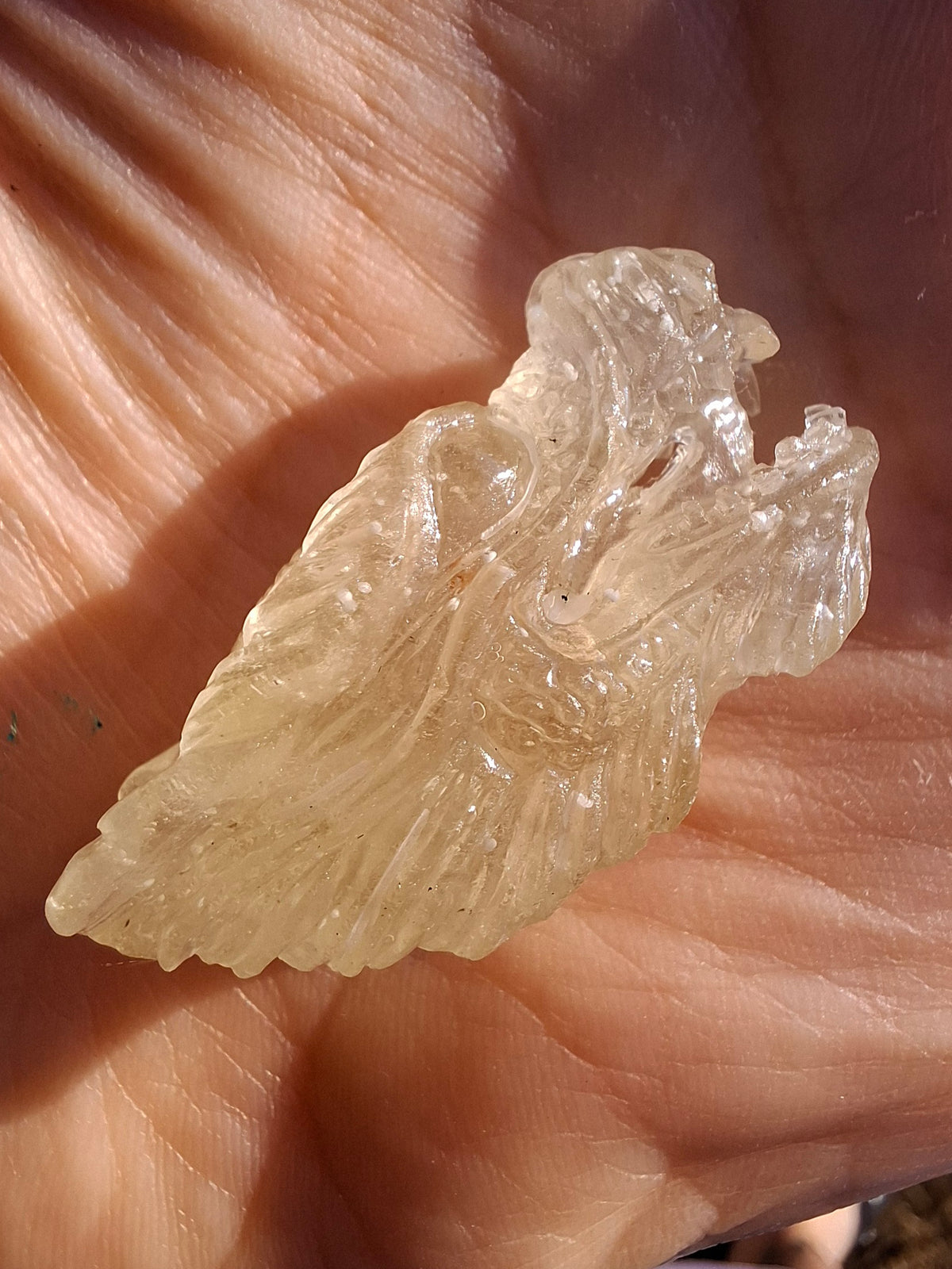 Libyan Desert Glass DRAGON HEAD carving, 9.66g, Tektite (Ref: Dragon 3)