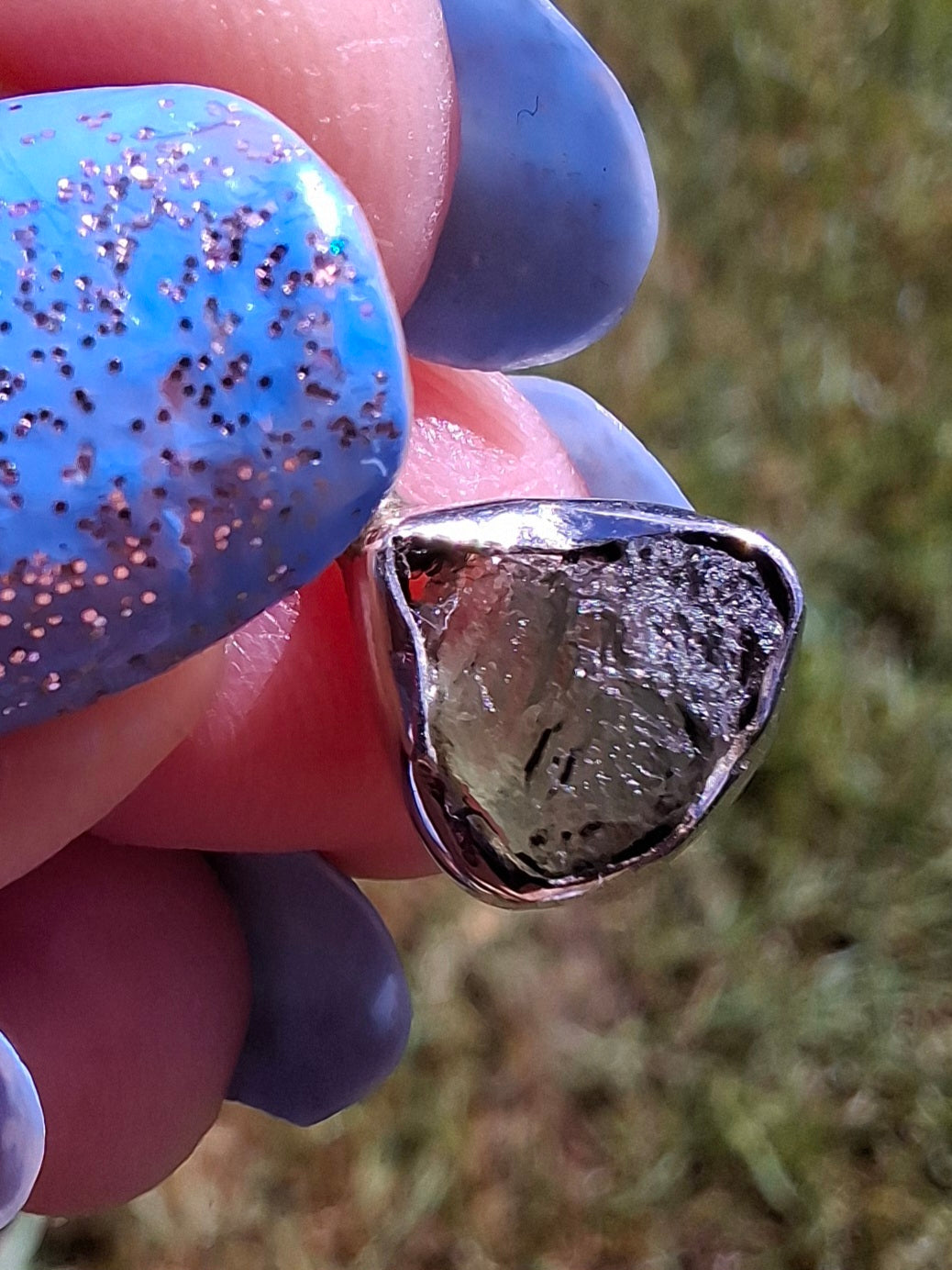 Moldavite Pendant, 925 Silver, Tektite (Ref: P69)