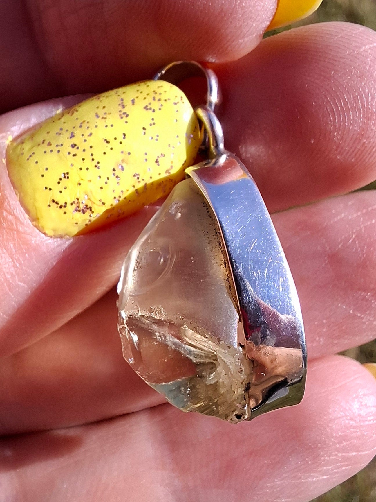 Libyan Desert Glass Pendant, 925 Silver, Tektite (Ref: LP112)