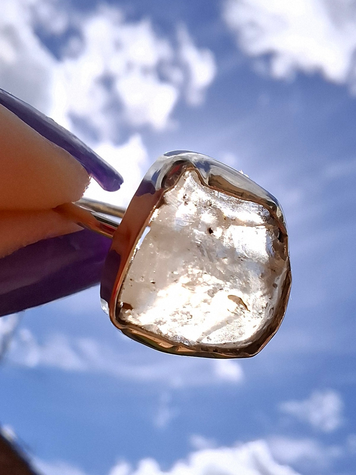 Libyan Desert Glass Ring, size P, 925 Silver, Tektite (Ref: LR27)