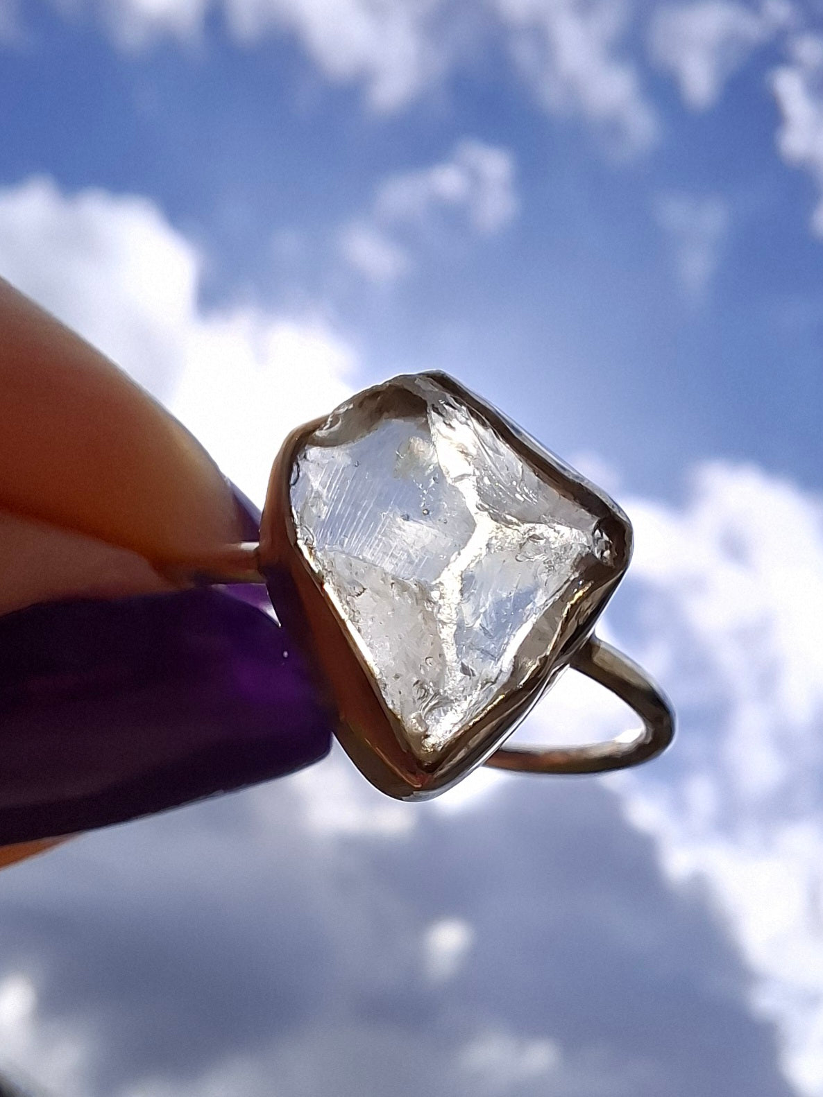 Libyan Desert Glass Ring, size large S, 925 Silver, Tektite (Ref: LR46)