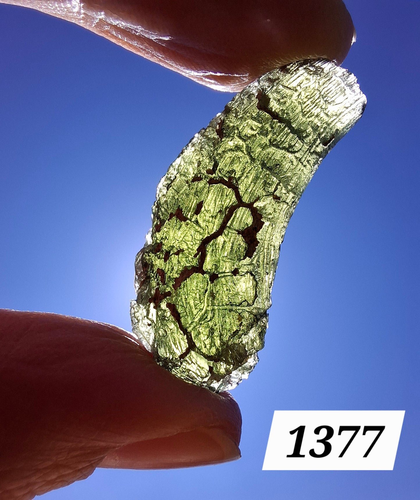 Moldavite Piece, NESMEN, 8.04g, Tektite (Ref: 1377)