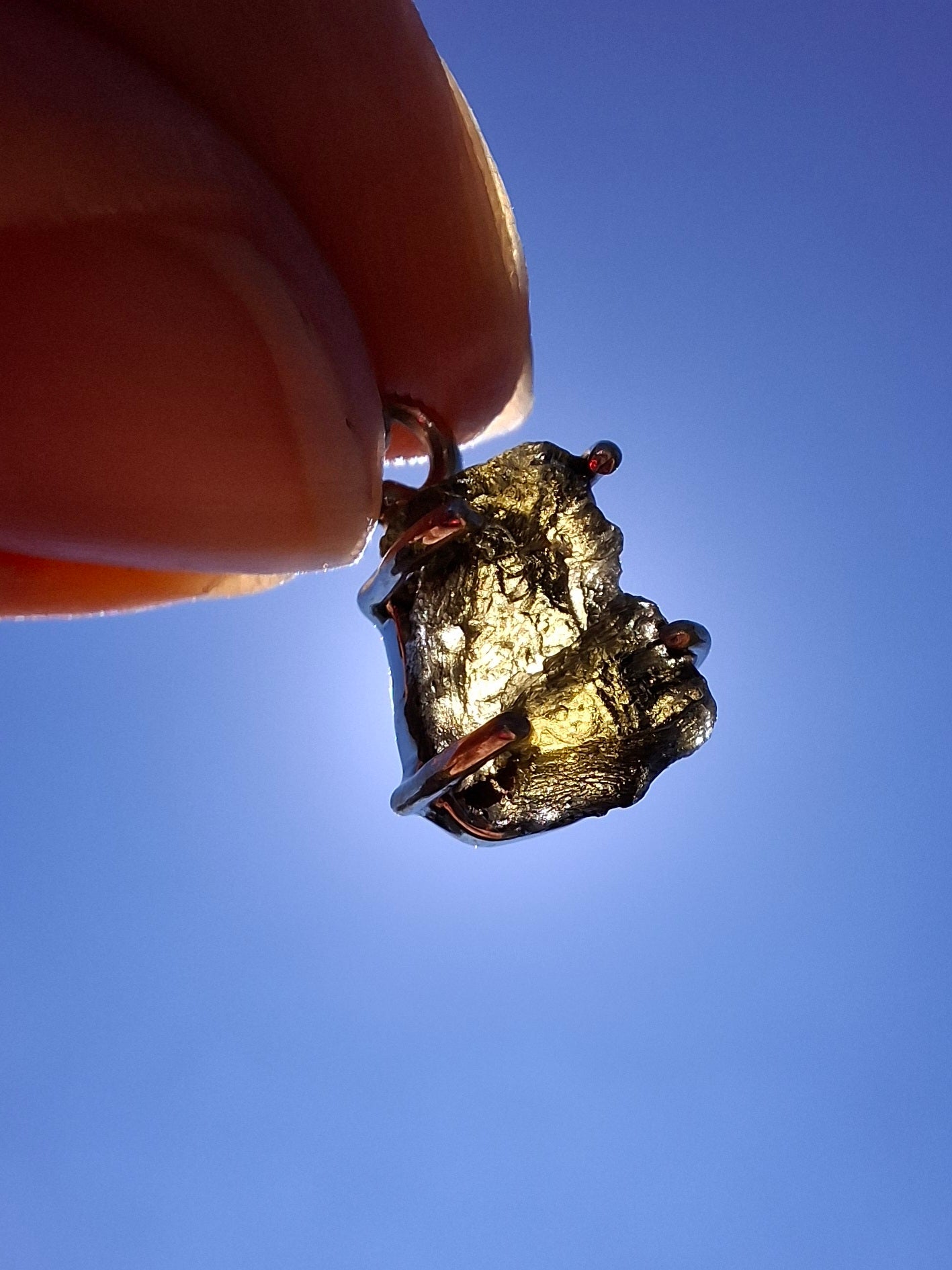 Moldavite Claw Pendant, 925 Silver, Tektite (Ref: P21)