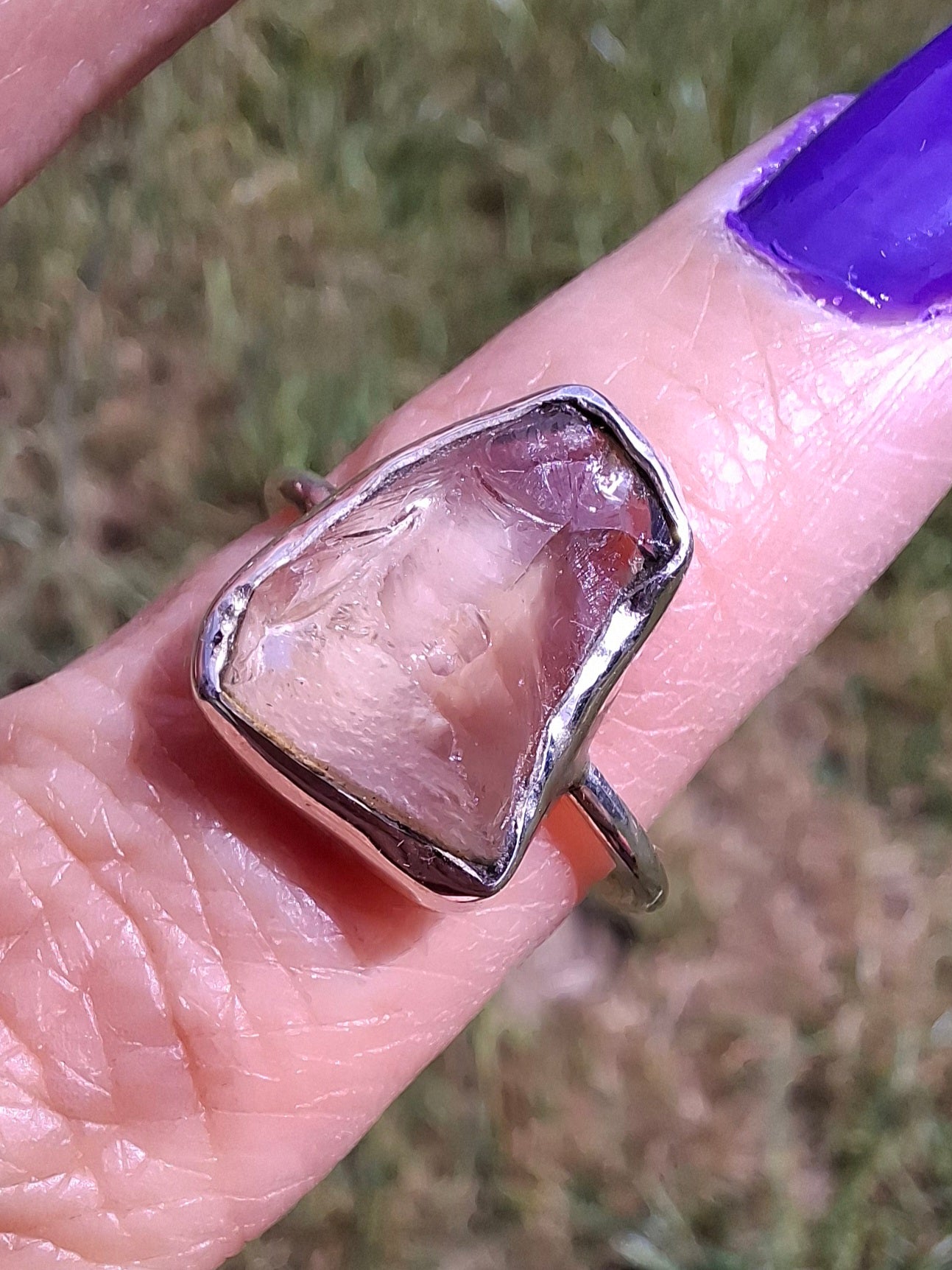 Libyan Desert Glass Ring, size large P, 925 Silver, Tektite (Ref: LR30)