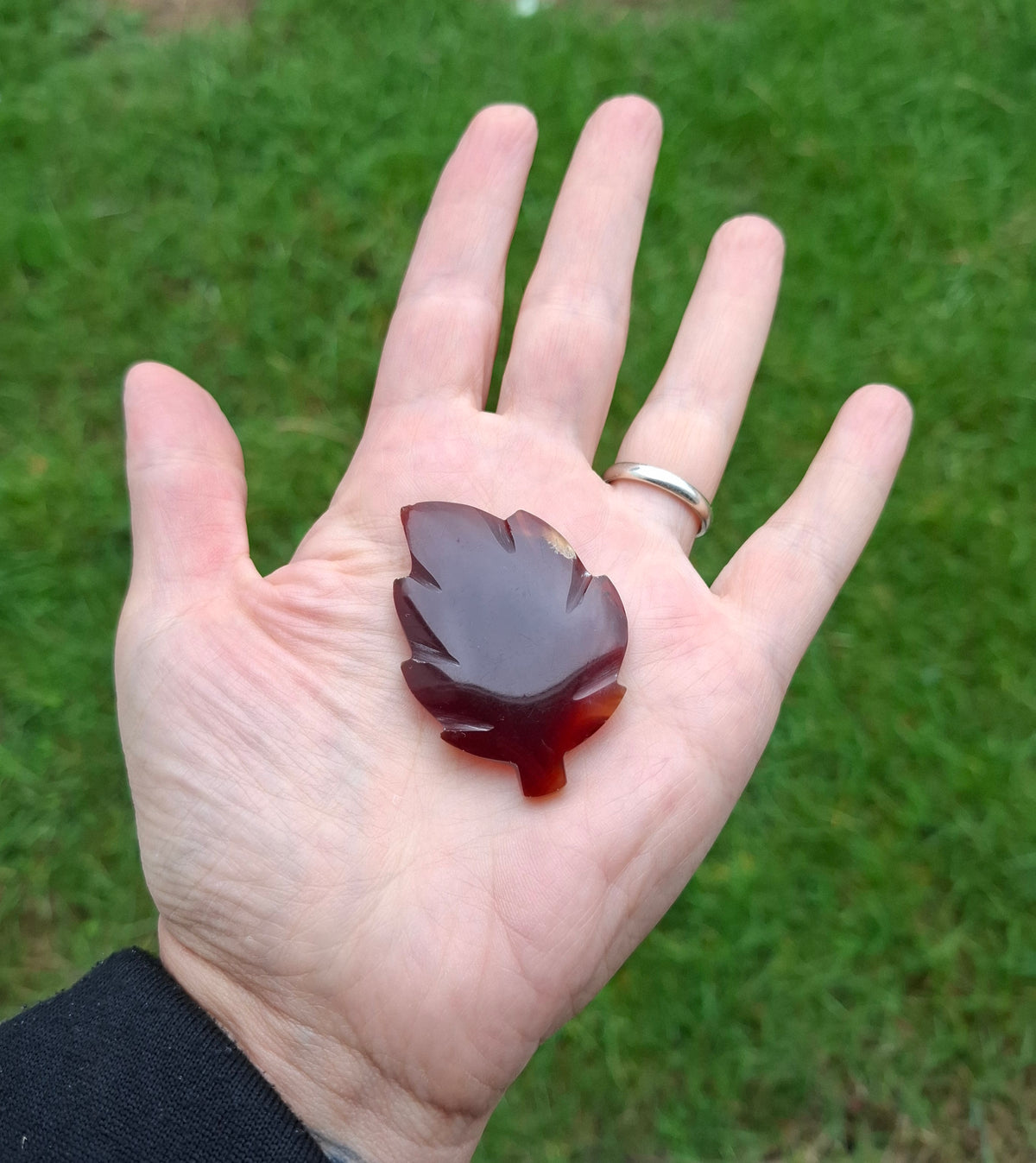 Red Amber Leaf Carving, 7.51g, Fossil (Ref: Leaf12)