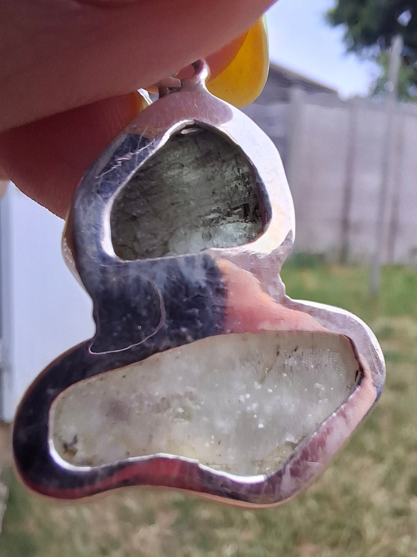 Moldavite & Libyan Desert Glass Pendant, 925 Silver, Tektite (Ref: MLP10)