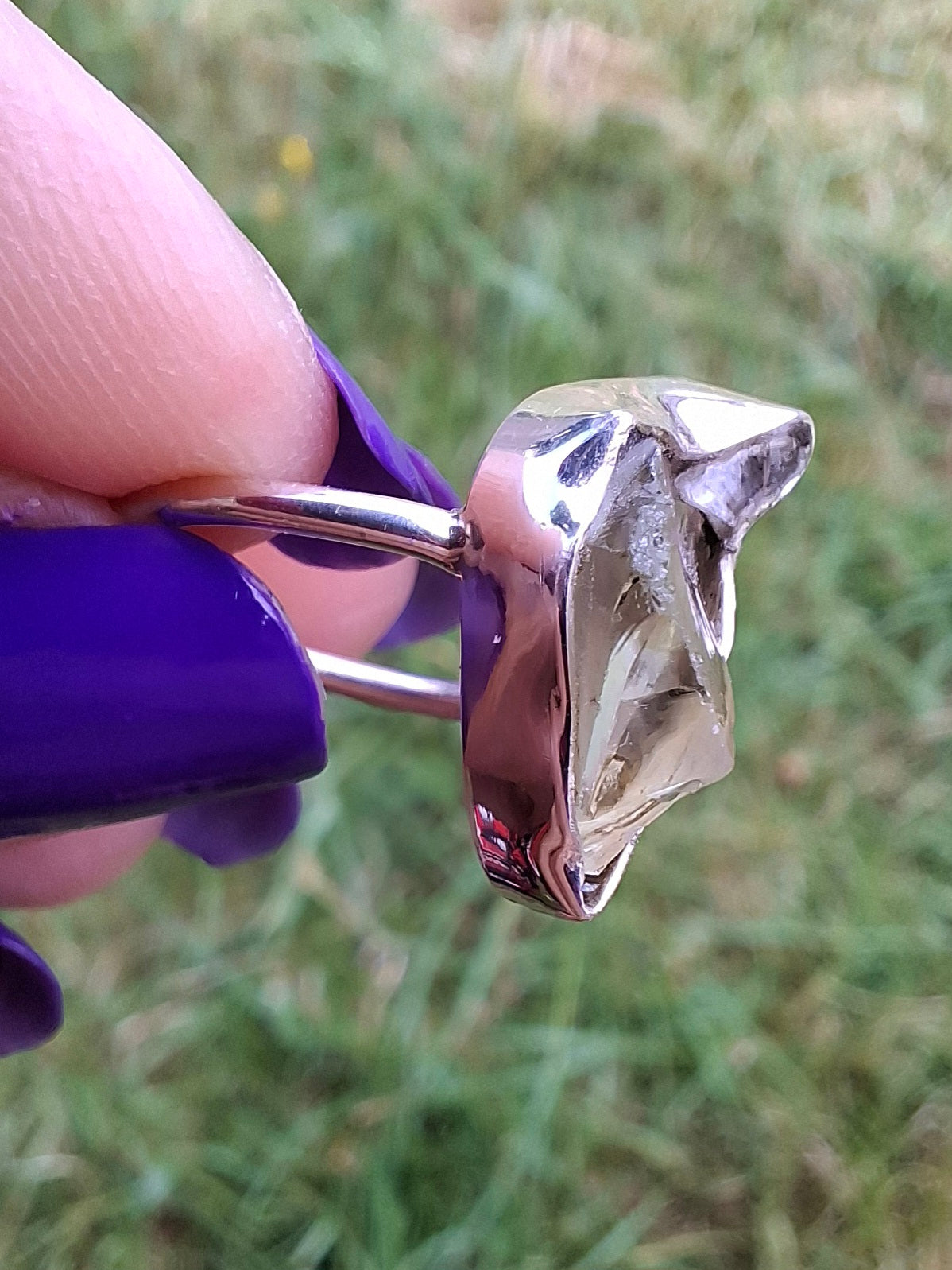 Libyan Desert Glass Ring, size large G, 925 Silver, Tektite (Ref: LR4)