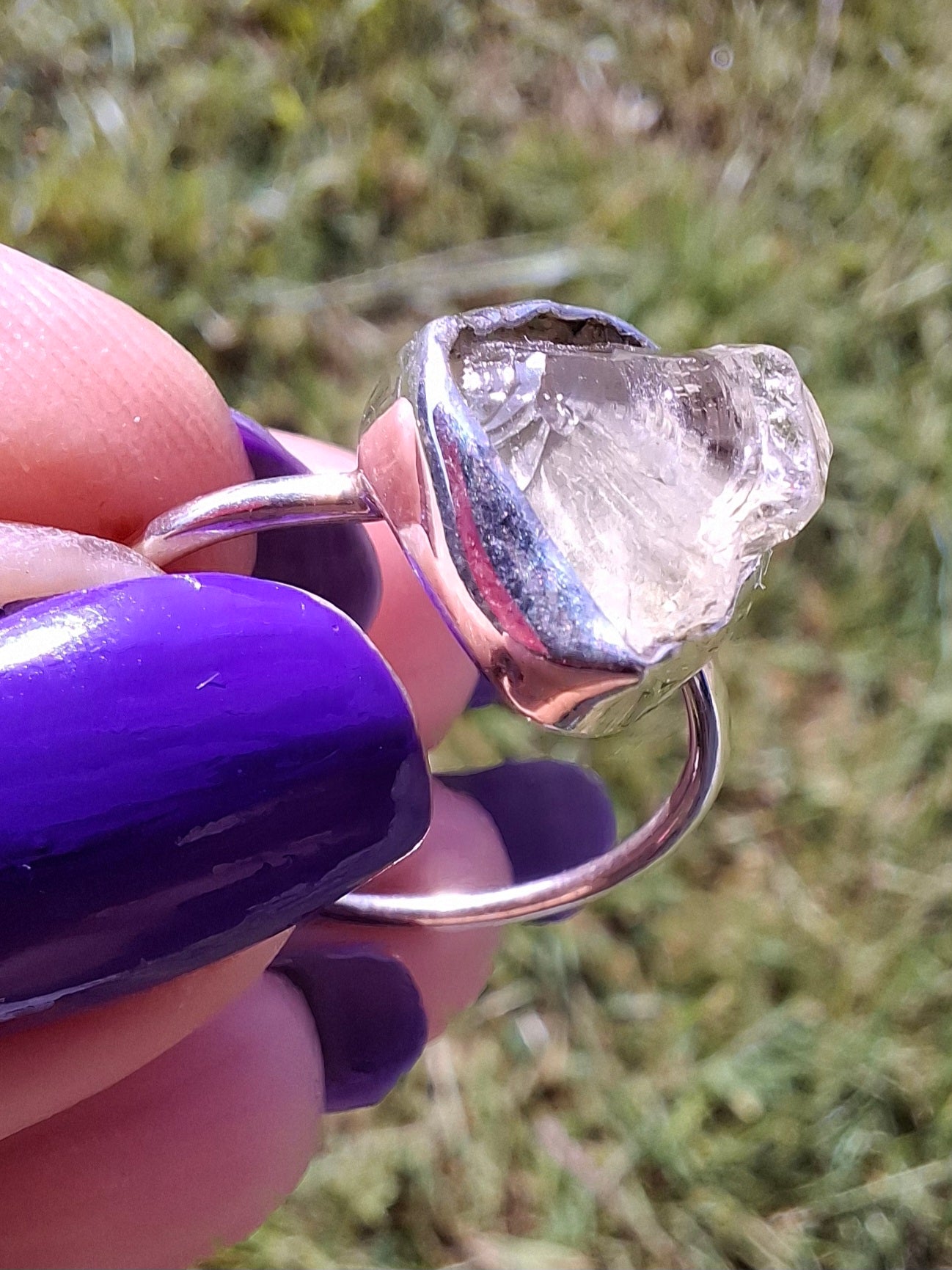Libyan Desert Glass Ring, size large S/small T, 925 Silver, Tektite (Ref: LR47)