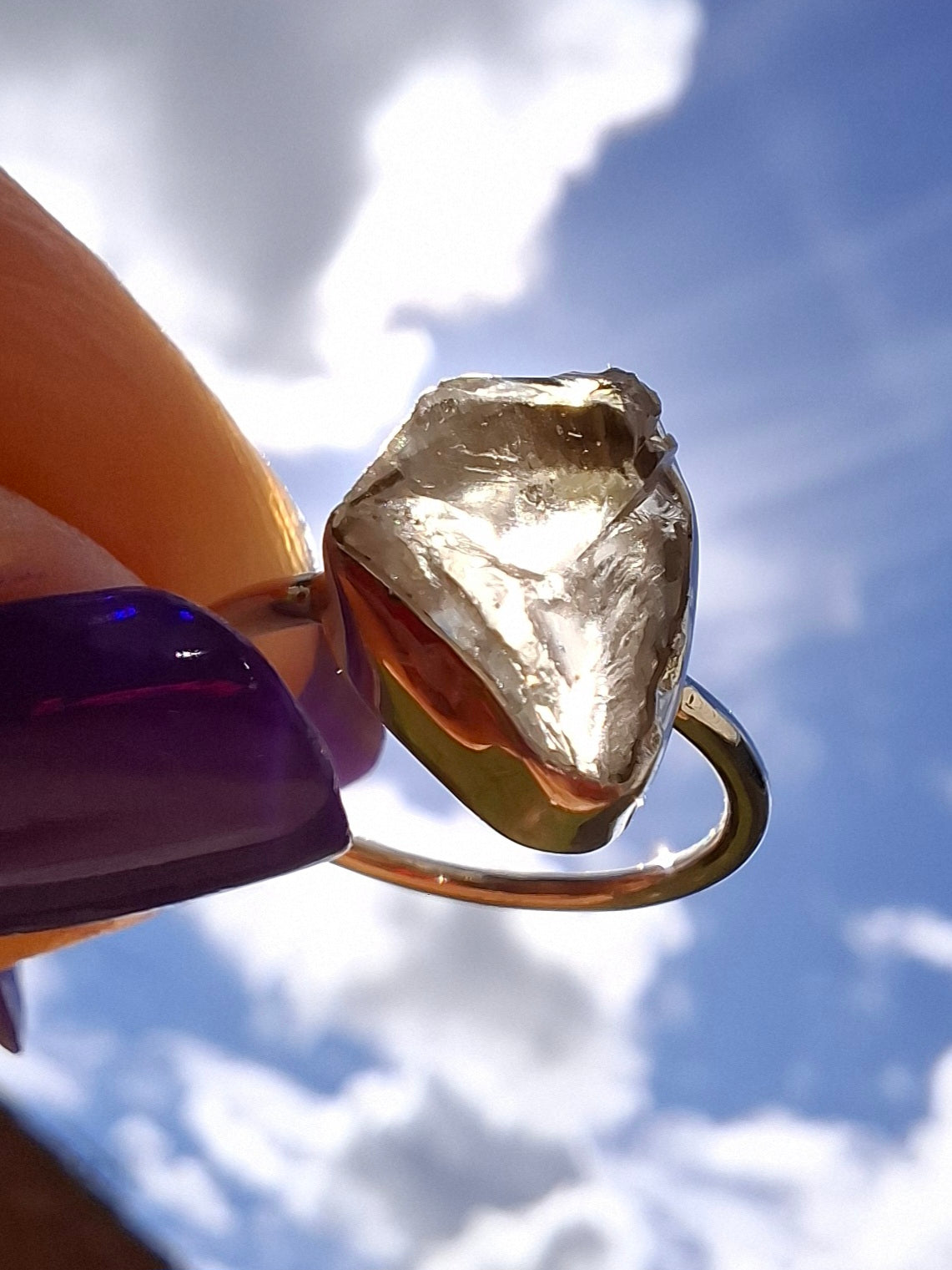 Libyan Desert Glass Ring, size large J/small K, 925 Silver, Tektite (Ref: LR10)