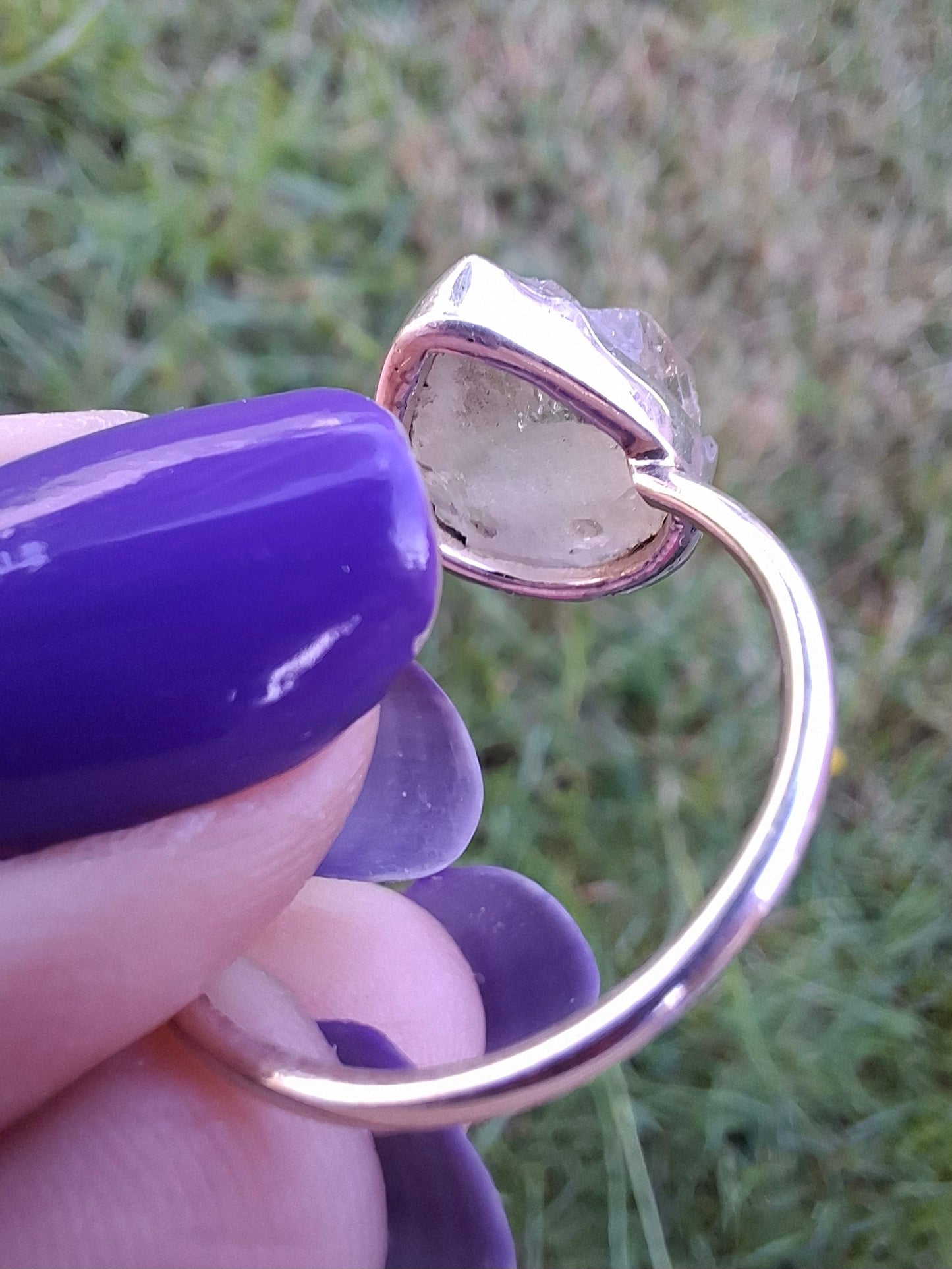 Libyan Desert Glass Ring, size large S/small T, 925 Silver, Tektite (Ref: LR47)