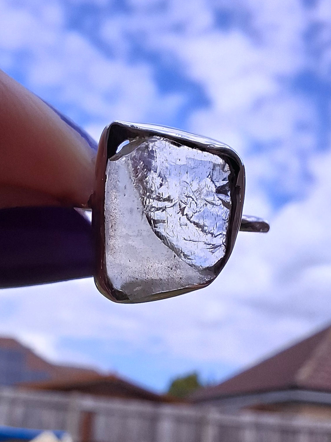 Libyan Desert Glass Ring, size small L, 925 Silver, Tektite (Ref: LR14)