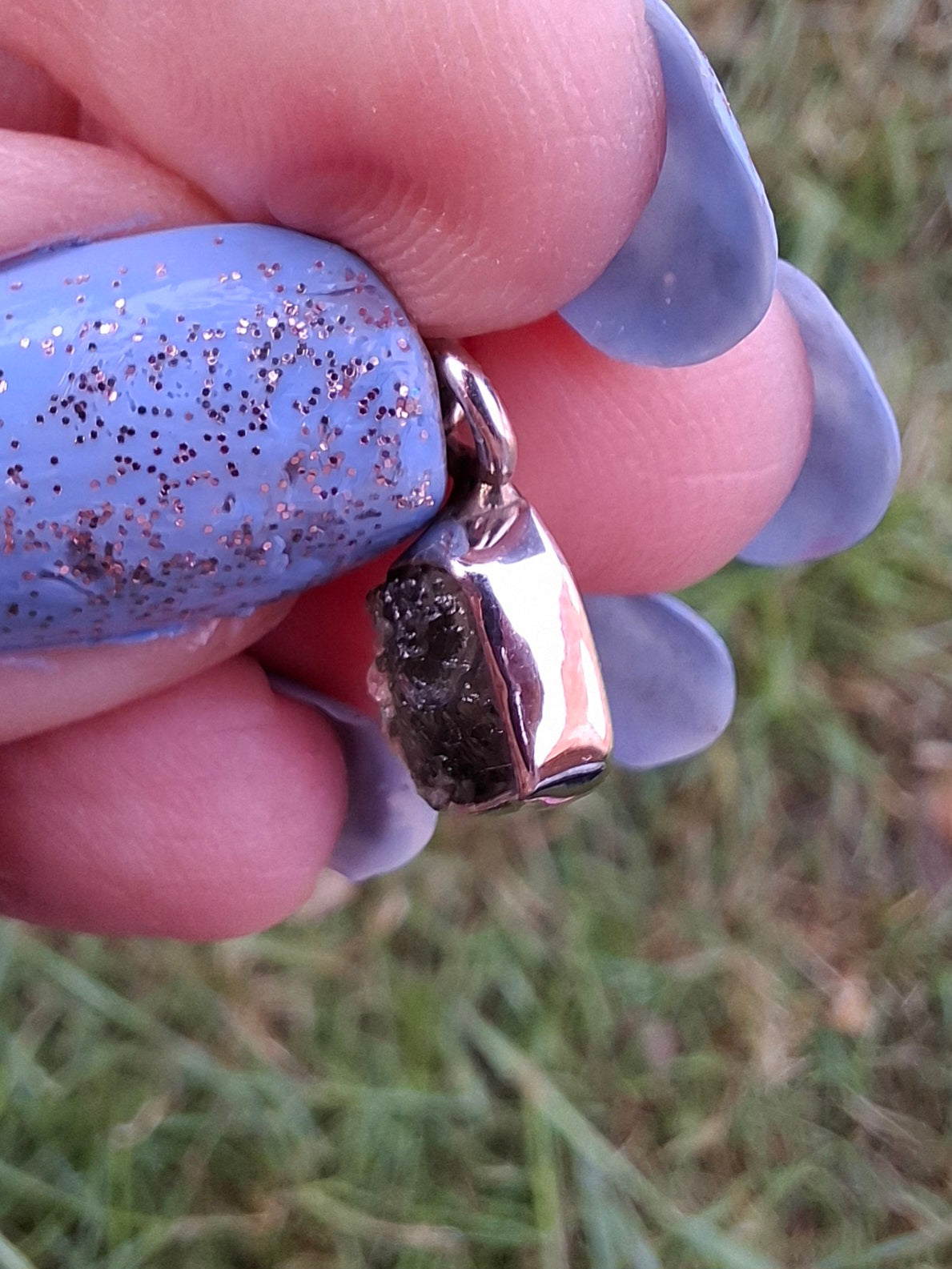 Moldavite Pendant, 925 Silver, Tektite (Ref: P61)