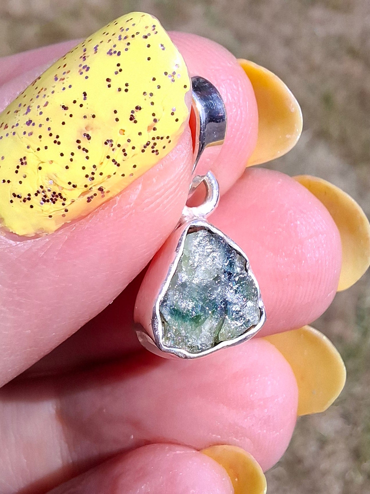 Green Tourmaline Pendant, 925 Silver, Crystal (Ref: GT16)
