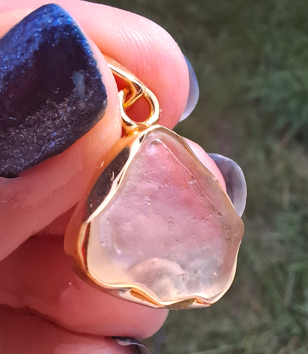 Libyan Desert Glass Pendant, 14K GOLD Plated, Tektite (Ref: LP125)