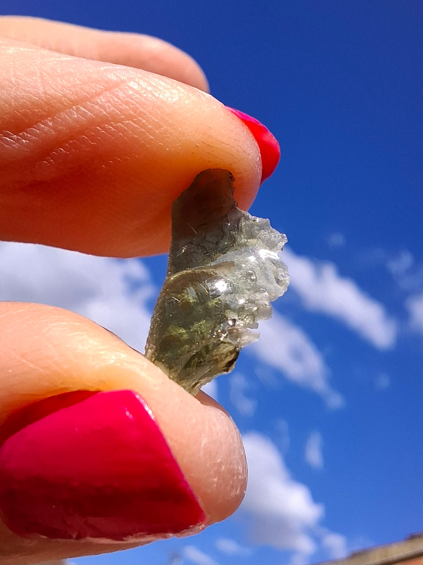 Moldavite Piece, SNOWFLAKE, FROSTED, BRUSNA, 0.44g, Tektite (Ref: 1497)