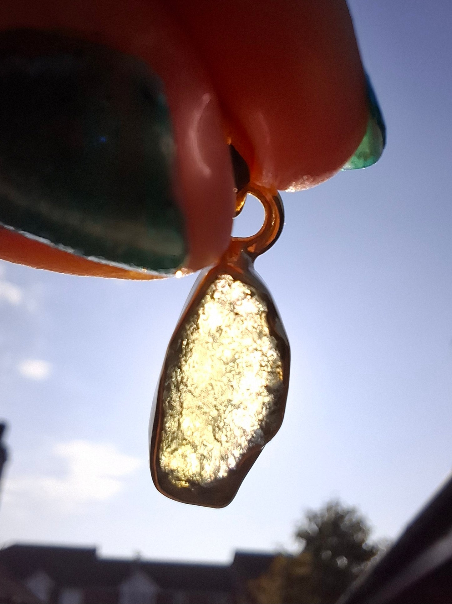 Moldavite Pendant, 14K GOLD Plated, Tektite (Ref: P450)