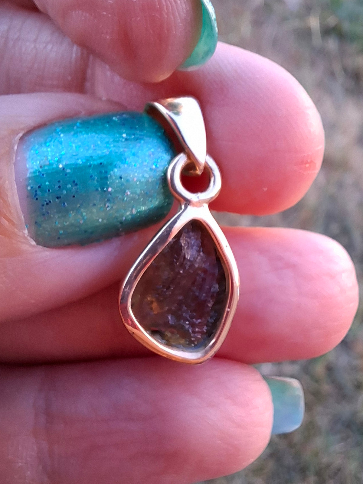 Moldavite Pendant, 14K GOLD Plated, Tektite (Ref: P446)