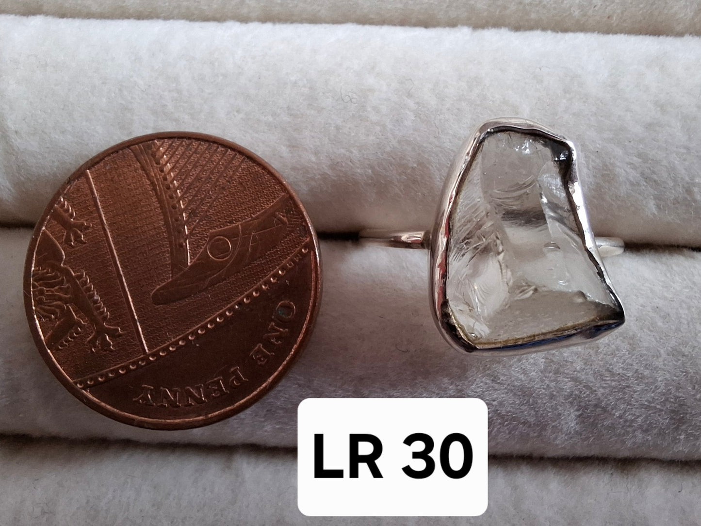 Libyan Desert Glass Ring, size large P, 925 Silver, Tektite (Ref: LR30)