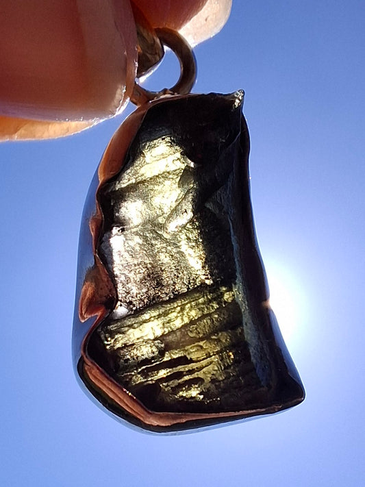 Moldavite Pendant, 925 silver, Tektite (Ref: P3)