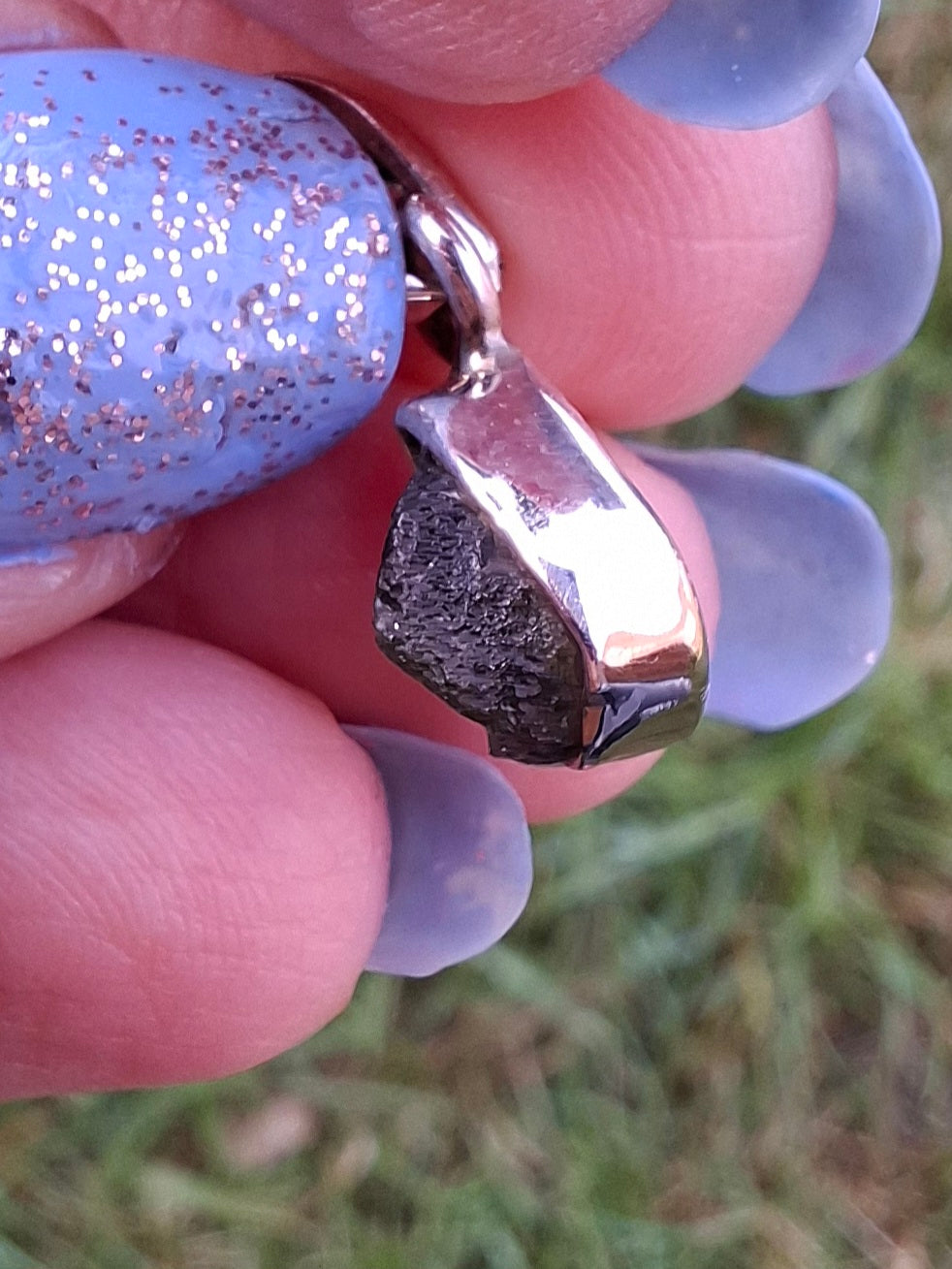 Moldavite Pendant, 925 Silver, Tektite (Ref: P59)