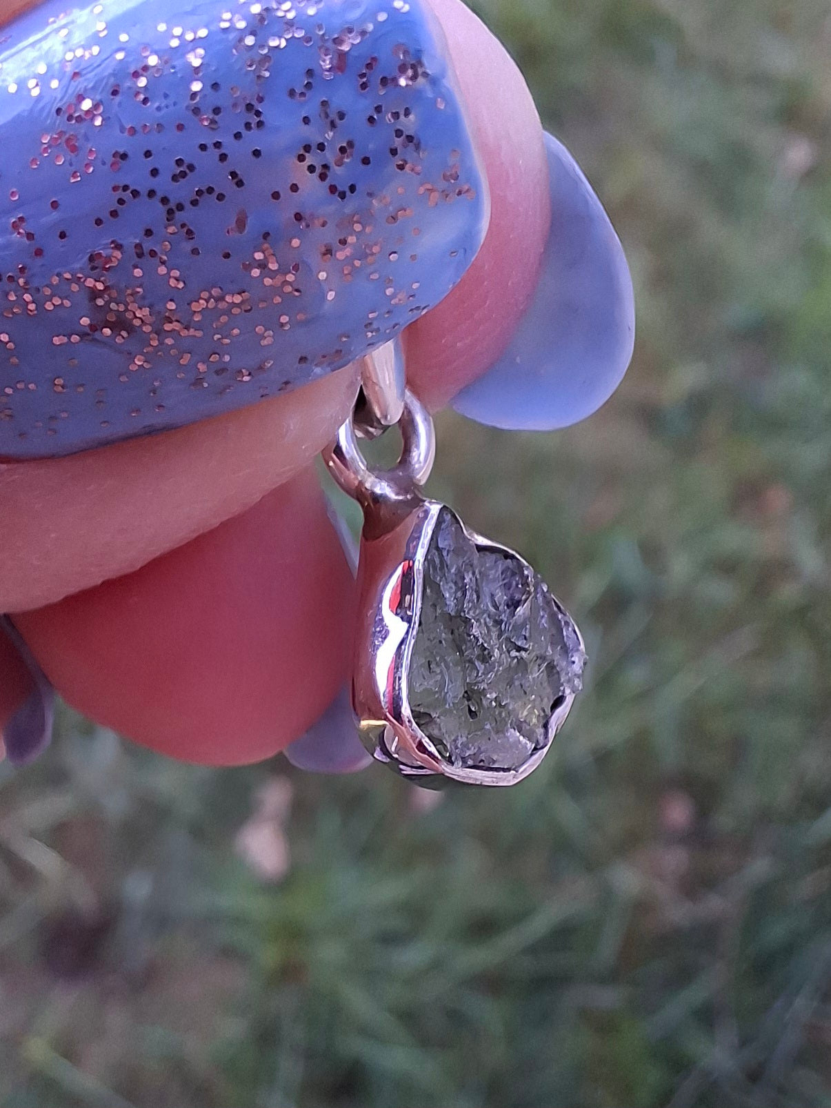 Moldavite Pendant, 925 Silver, Tektite (Ref: P81)