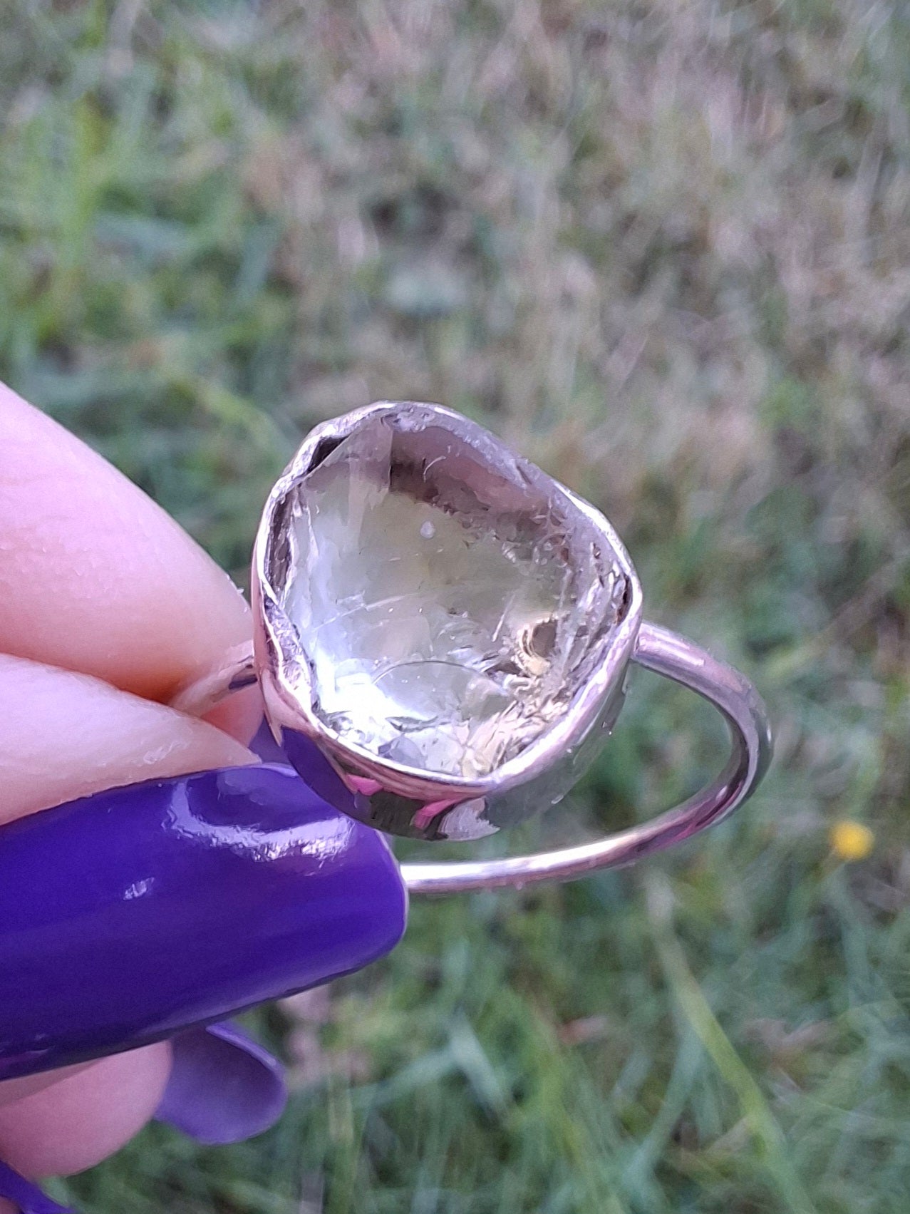 Libyan Desert Glass Ring, size large R/small S, 925 Silver, Tektite (Ref: LR42)