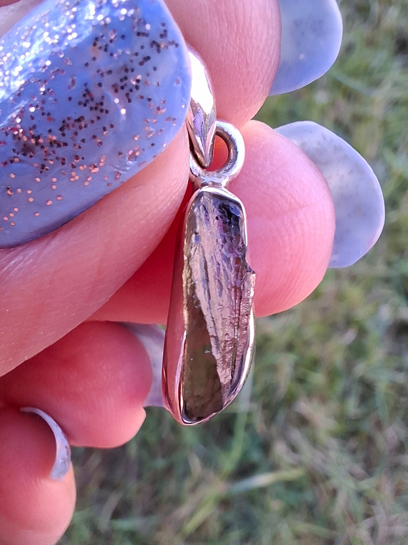Moldavite Pendant, 925 Silver, Tektite (Ref: P82)