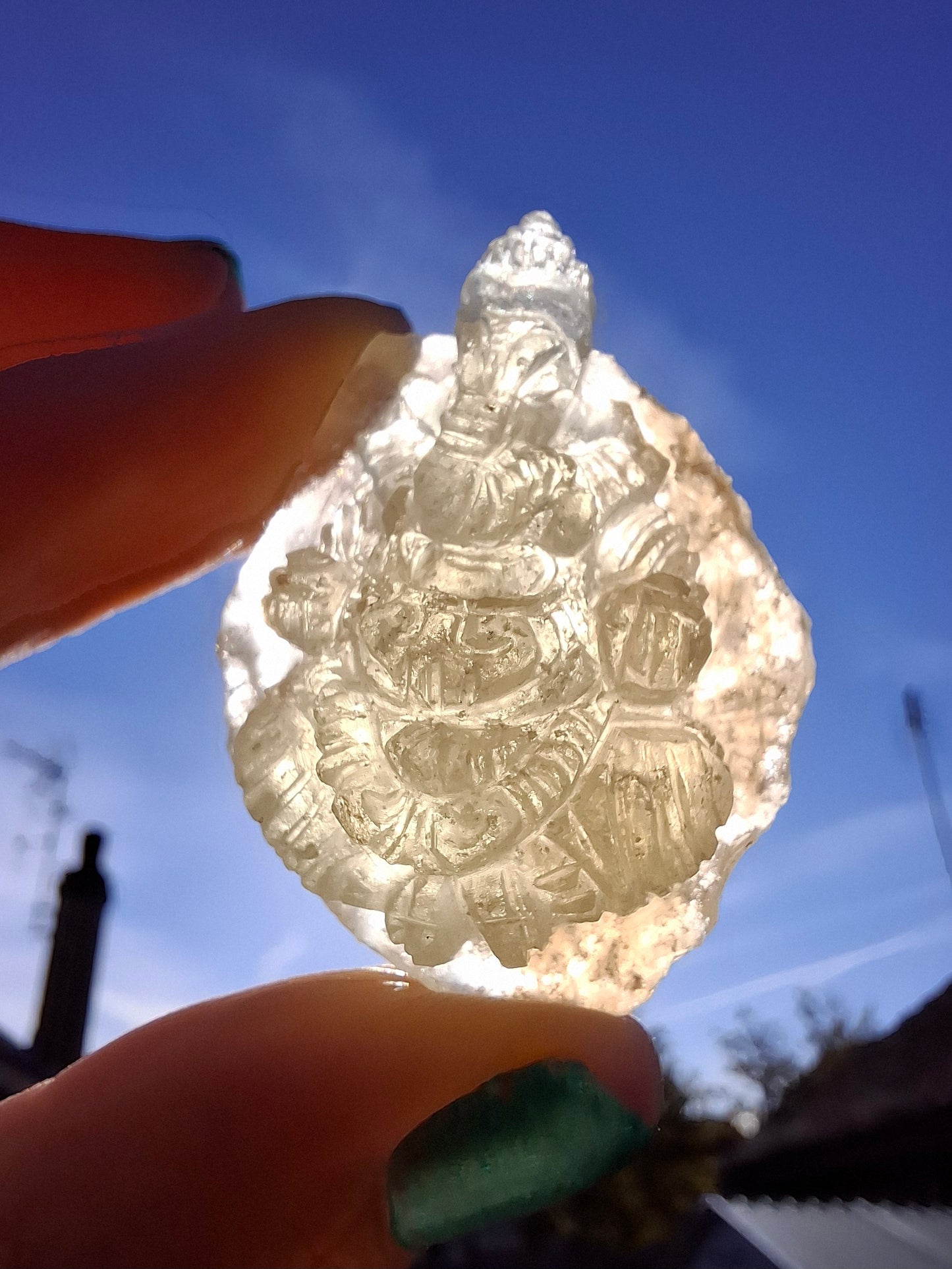 Libyan Desert Glass GANESHA carving, 20.76g, Tektite (Ref: Ganesha4)